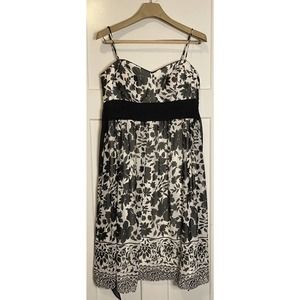 White House Black Market Black & White Party Cocktail Dress Womens Size 14 EUC